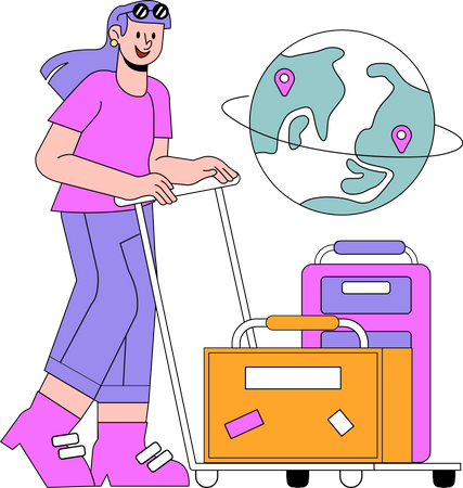 Woman with Suitcase  Illustration