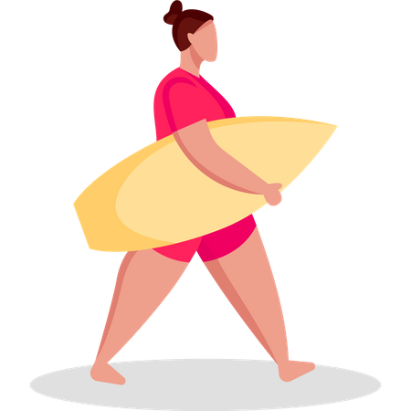 Woman with surfboard  Illustration