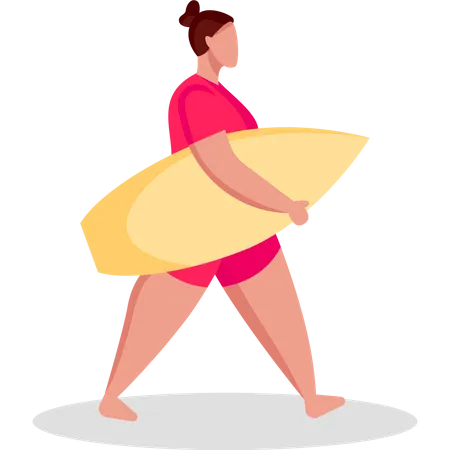 Woman with surfboard  Illustration