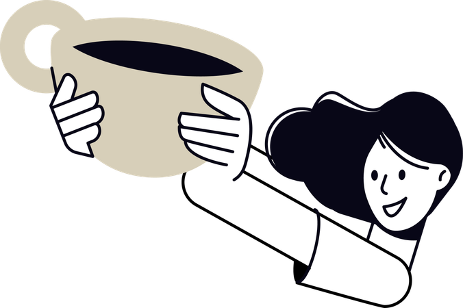Woman with take away Cappuccino cup  Illustration