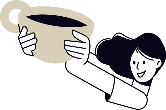 Woman with take away Cappuccino cup  Illustration