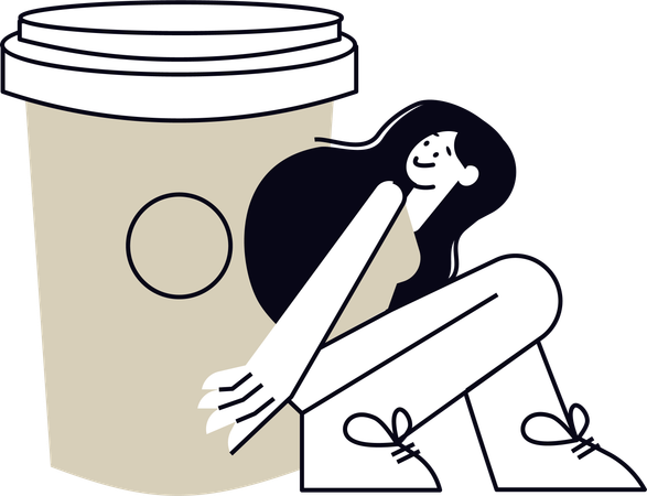 Woman with take away coffee  Illustration