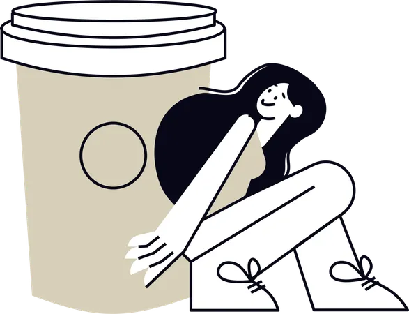 Woman with take away coffee  Illustration