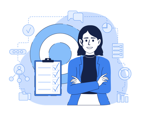 Woman with task management  Illustration