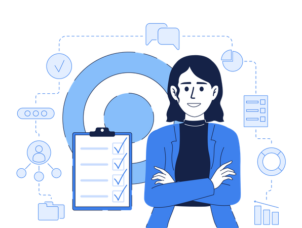 Woman with task management  Illustration