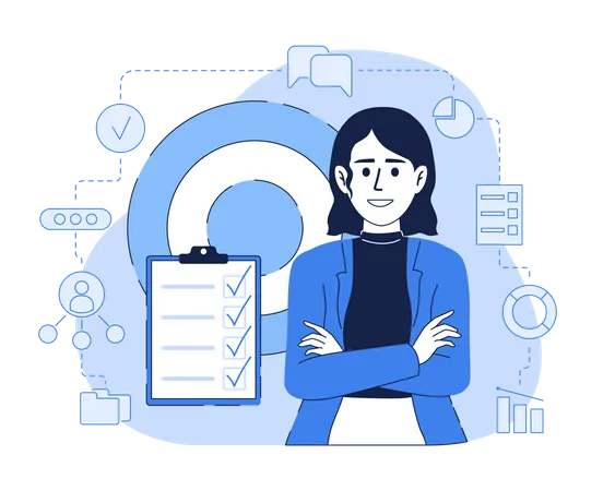 Woman with task management  Illustration