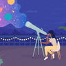 girl with telescope illustration svg