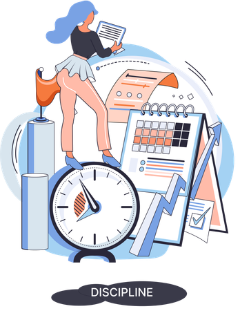 Woman with Time management  Illustration