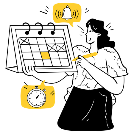 Woman with Time Management  Illustration