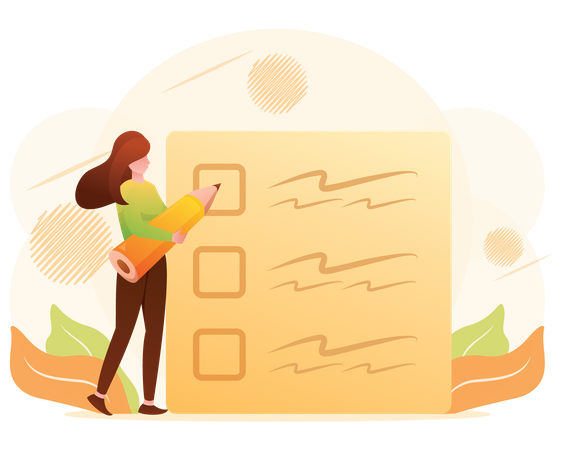 Woman with To do list Illustration