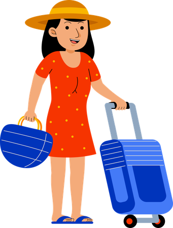 Woman with Travel Bag  Illustration