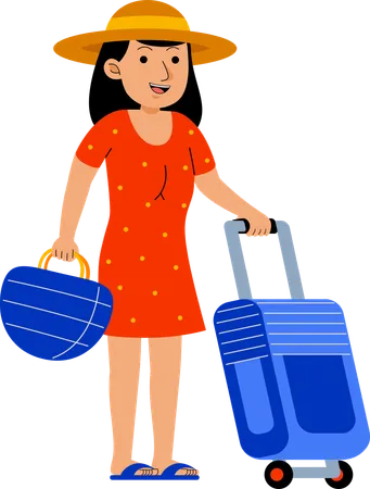 Woman With Travel Bag Illustration