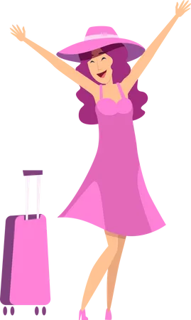 Woman with travel luggage Illustration