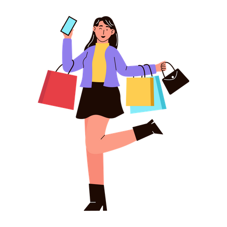 Woman with trendy fashion shopping  Illustration