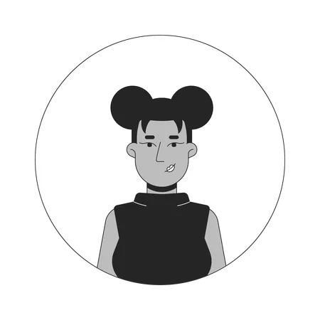 Woman with two hair buns  Illustration