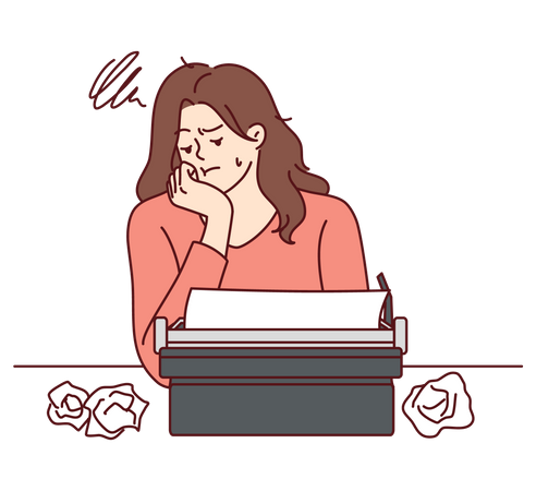Woman with typewriter  Illustration