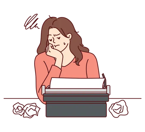 Woman with typewriter  Illustration