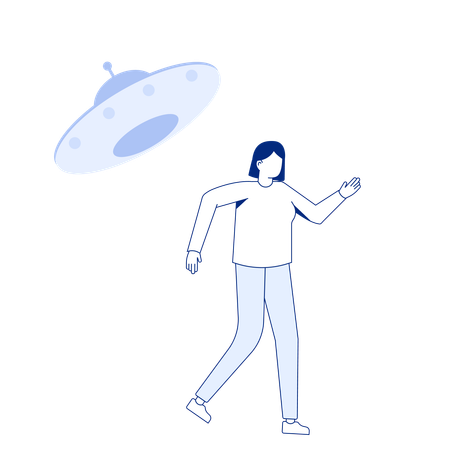 Woman with ufo  Illustration