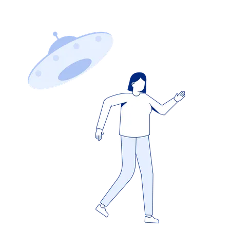 Woman with ufo  Illustration