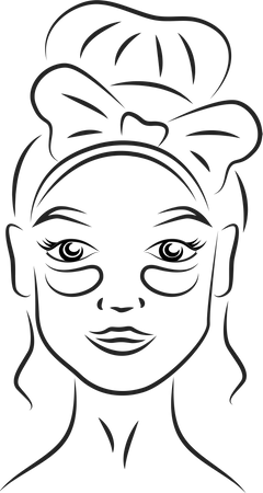 Woman with under eye patches contour portrait  Illustration