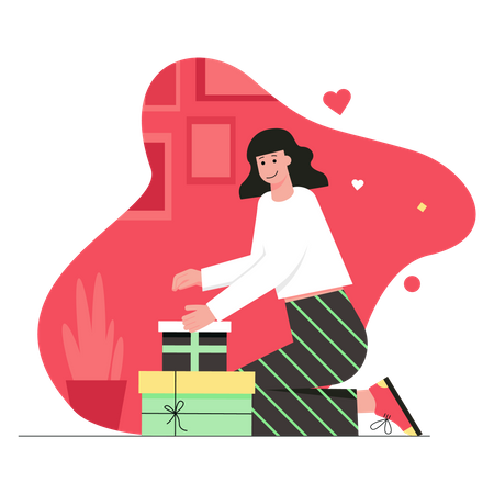 Woman with valentine gift Illustration