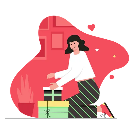 Woman with valentine gift Illustration