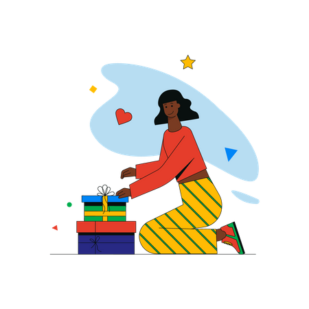 Woman with valentine gift  Illustration