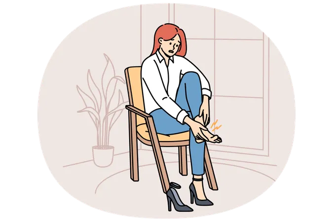 Woman with varicose veins feels pain in legs  Illustration