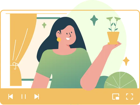 Woman With Video Tutorials  Illustration