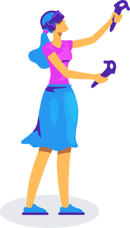 Woman with VR equipment Illustration