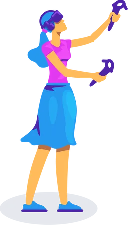 Woman with VR equipment Illustration