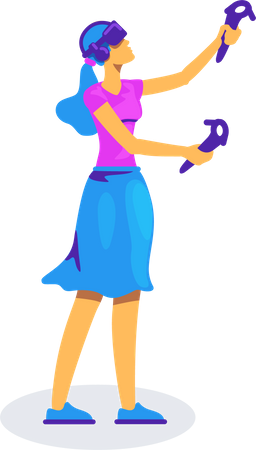 Woman with VR equipment  Illustration