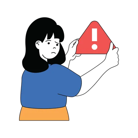 Woman with warning  Illustration