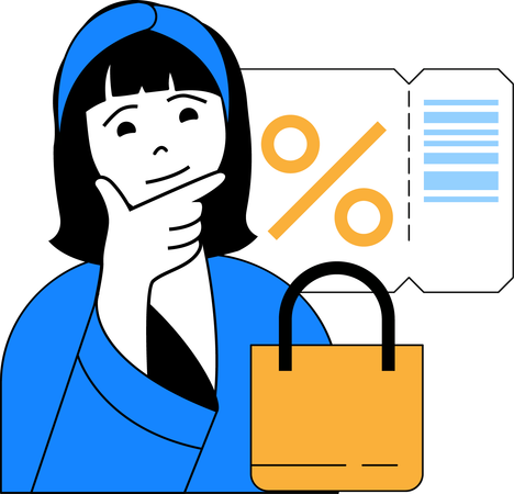 Woman with with discount coupon  Illustration
