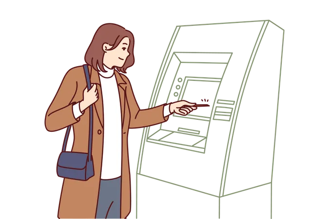 Woman withdraw cash from atm machine  Illustration