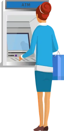 Woman withdraws money from an ATM  Illustration