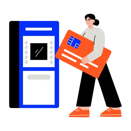 カード取引をする女性  イラスト