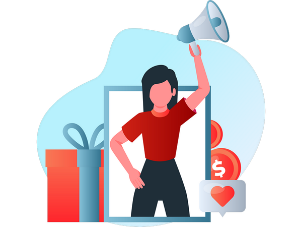 Woman won price  Illustration