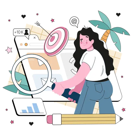 Woman work as content manager  Illustration