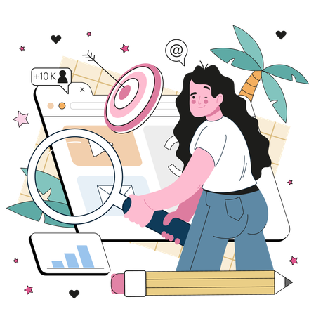 Woman work as content manager Illustration