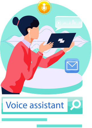 Woman work as voice assistant  Illustration