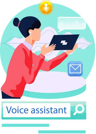 Woman work as voice assistant  Illustration