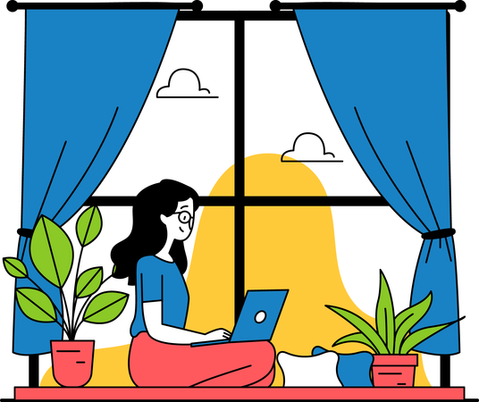 Woman work in relaxed atmosphere  일러스트레이션