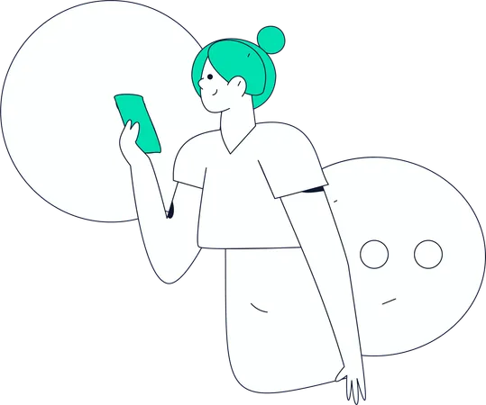 Woman work on mobile through messages  Illustration