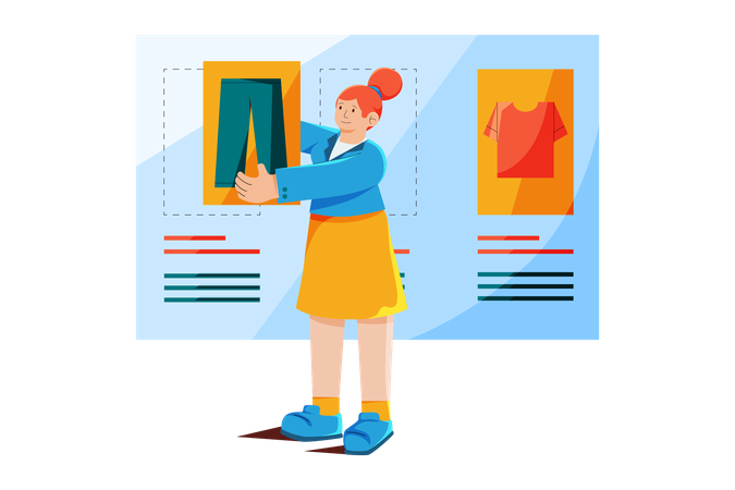 Woman work on product branding  Illustration