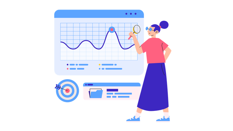 Woman work with dashboard  Illustration
