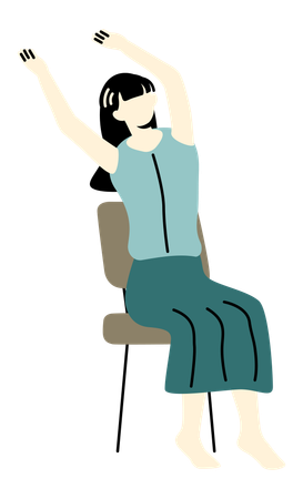 Woman worker doing Office Exercise  Illustration