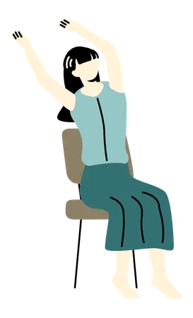 Woman worker doing Office Exercise  イラスト