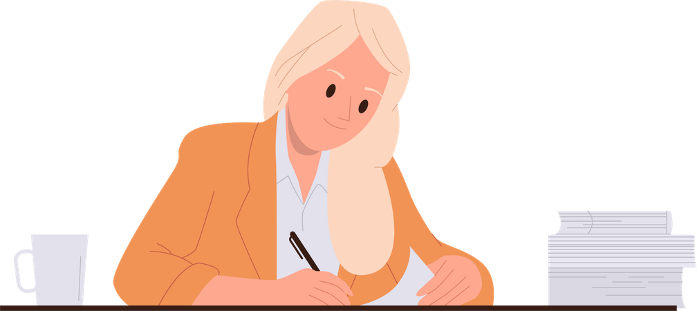 Woman worker writing notes  Illustration