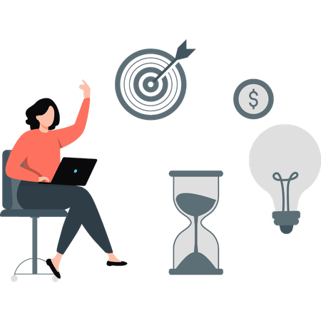 Woman working about business target  Illustration